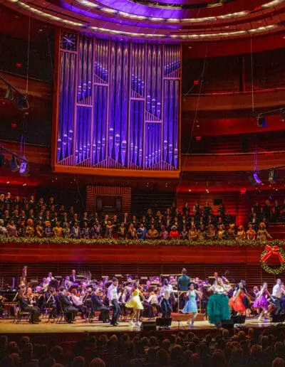 The No Name Pops performing at the Kimmel Center decorated for the holiday season
